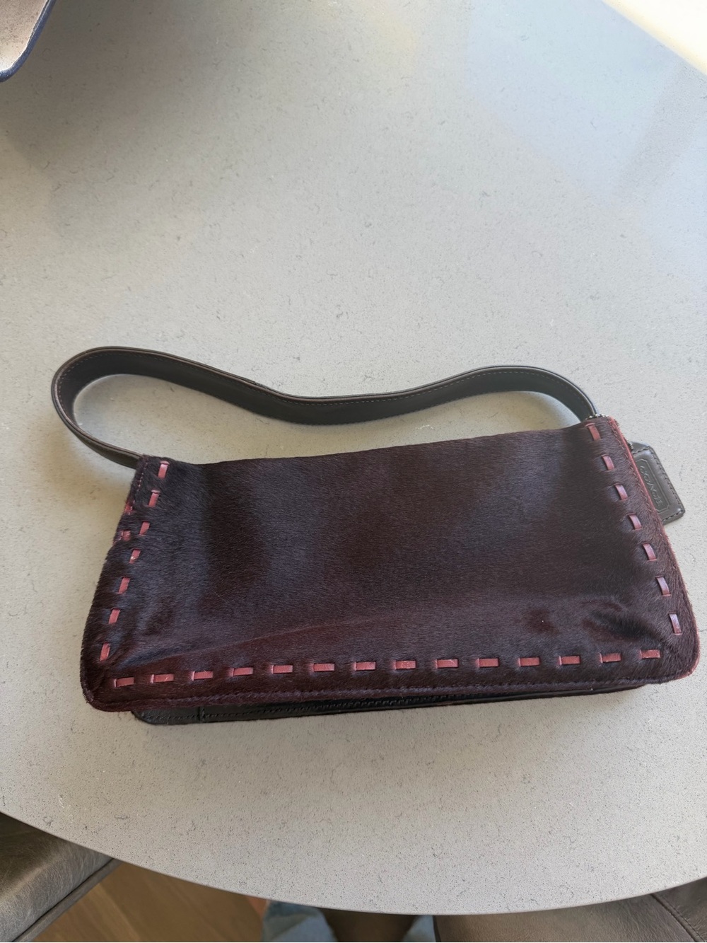 Coach Brown and Oxblood Red Ponyhair Y2K bag